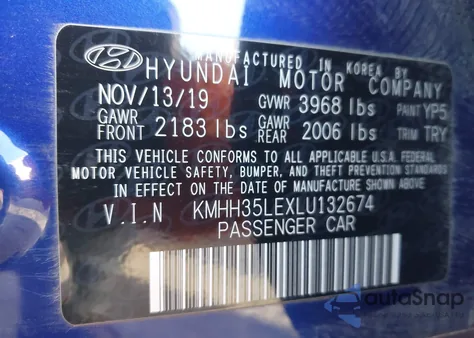 2020 Hyundai Elantra Gt from USA, damaged, VIN KMHH35LEXLU132674